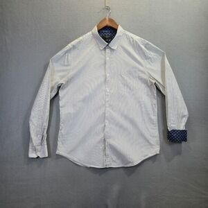 Attention Men's Slim Fit Long Sleeve Button Up‎ Flip Cuff Shirt Size Large